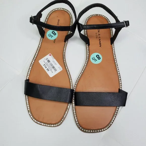 Rock and candy black sandals clearance